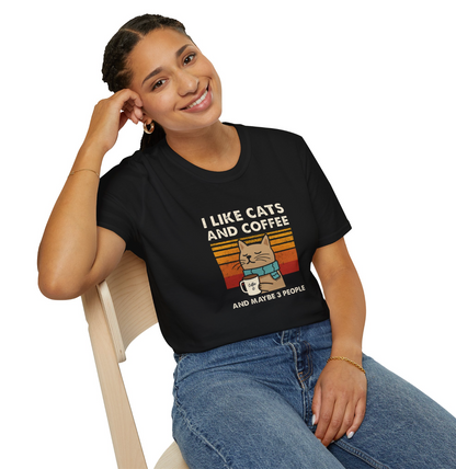 Cat and Coffee “I Like Cats and Coffee” Siyah Tişört