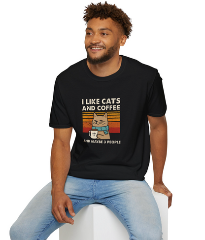 Cat and Coffee “I Like Cats and Coffee” Siyah Tişört