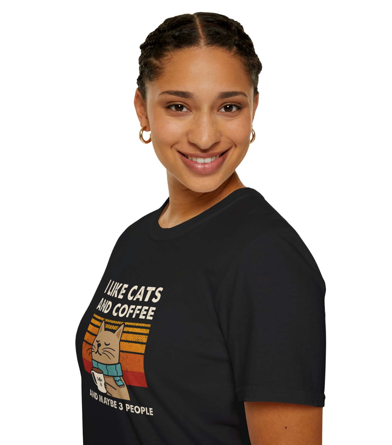 Cat and Coffee “I Like Cats and Coffee” Siyah Tişört