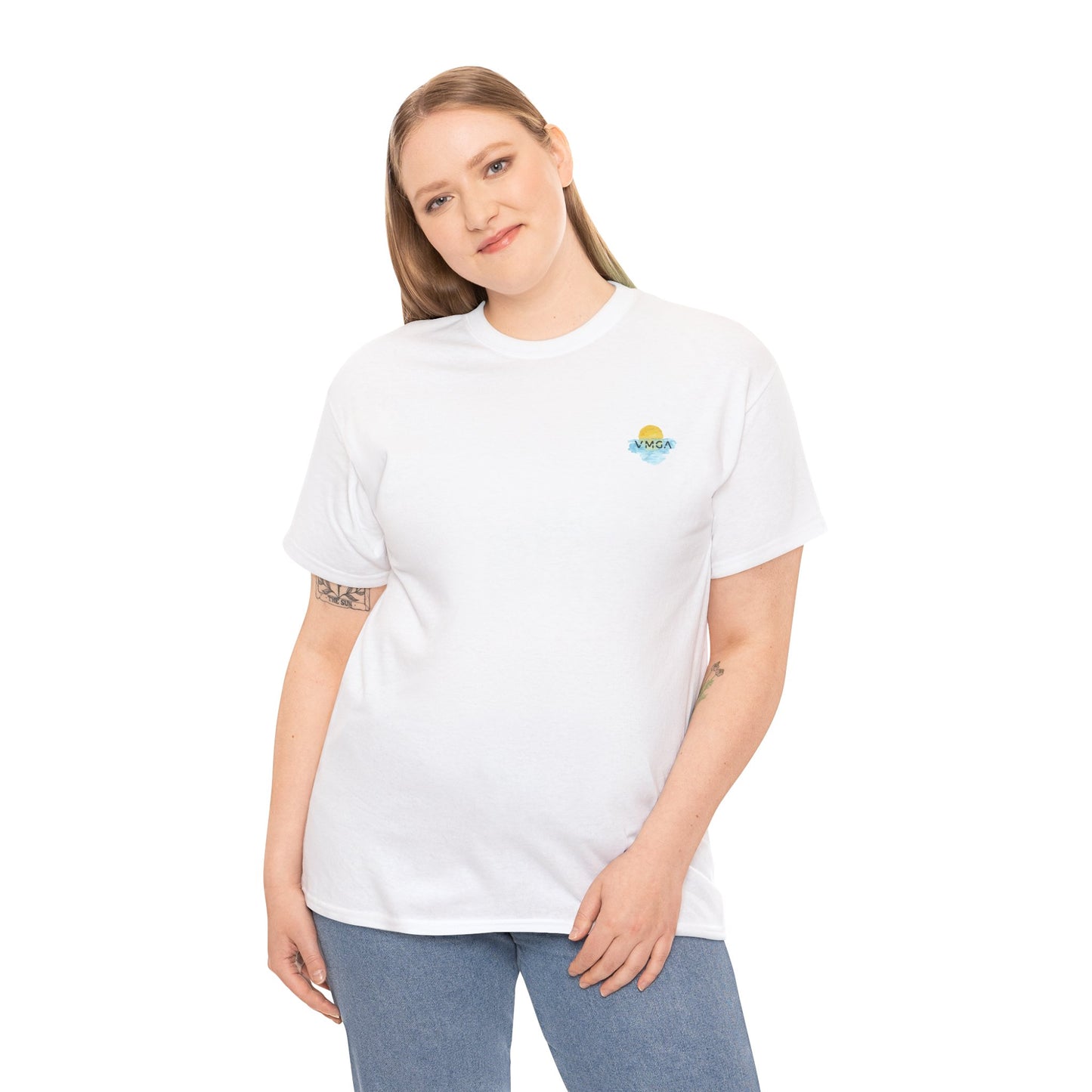 VMGA Minimalist Gün Batımı Baskılı Beyaz Unisex T-Shirt