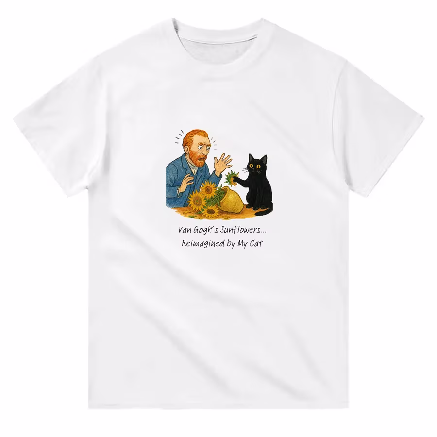 Vincent van Gogh İlhamlı Kedi Tişörtü VMGA tişörtü